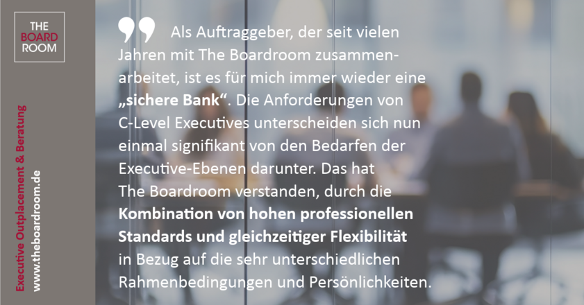 Referenzen von Unternehmen über Erfahrungen mit The Boardroom Executive Karriereberatung