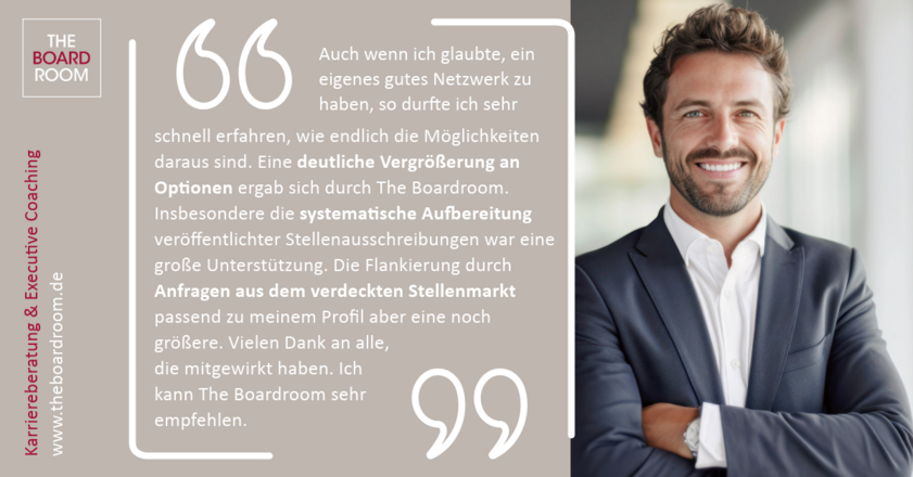Referenz eines Klienten über Erfahrungen Executive Karriereberatung