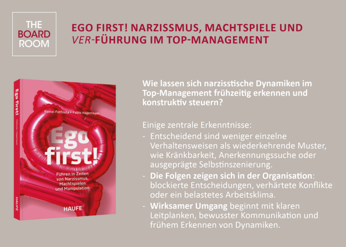 Buch "Ego First!" über narzisstische Dynamiken im Topmanagement